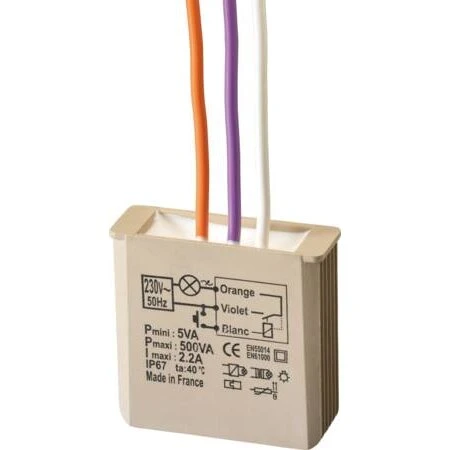 Indbygget elektronisk kiprelæ 230VAC, max 500W