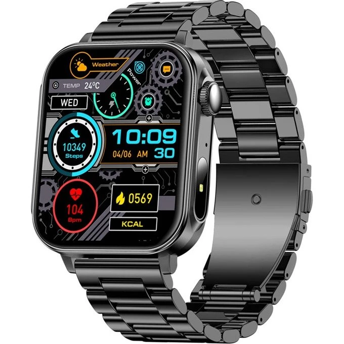 Colmi P80 Smartwatch, Stål-Sort, 1,83" Touchscreen