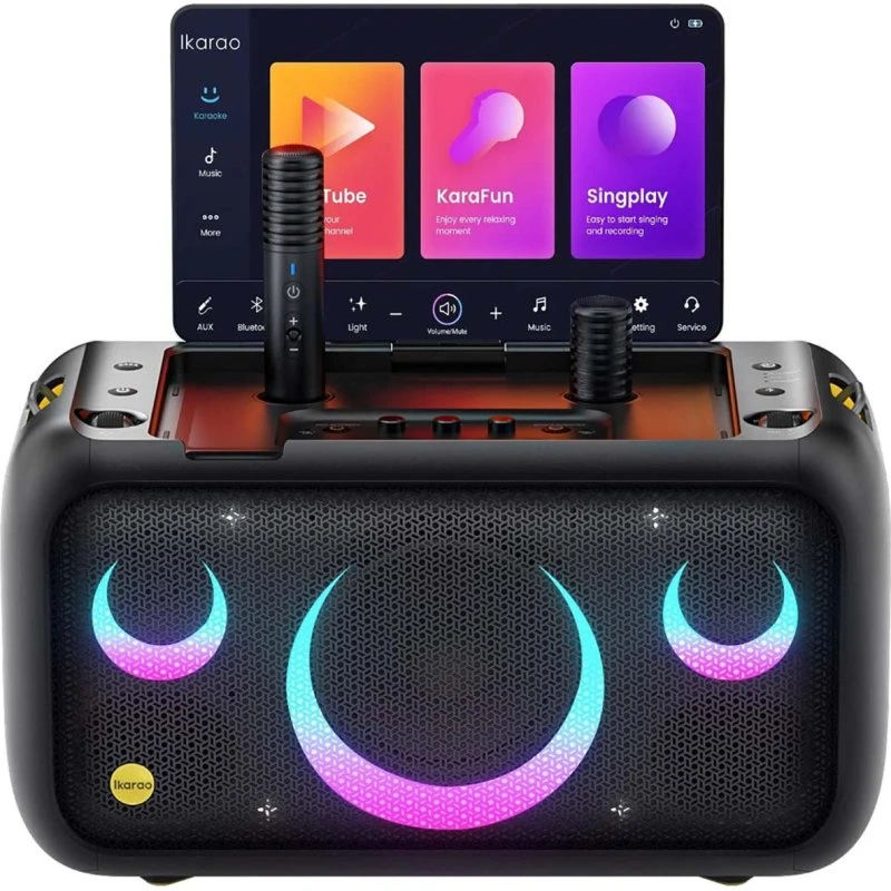 IKarao Break X1, 13,3" Karaokehøjttaler med 2 Mikrofoner, 800W, Sort