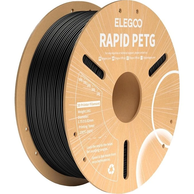 Elegoo Rapid PETG Filament 1.75mm, 1kg, Sort