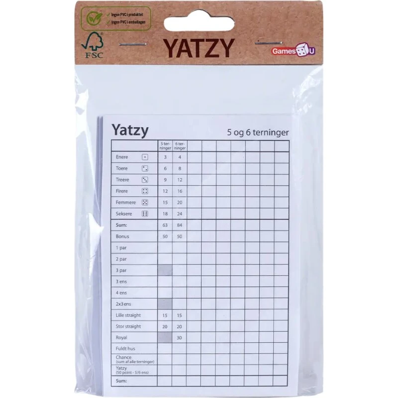 Yatzy blok 3-pak (dansk)