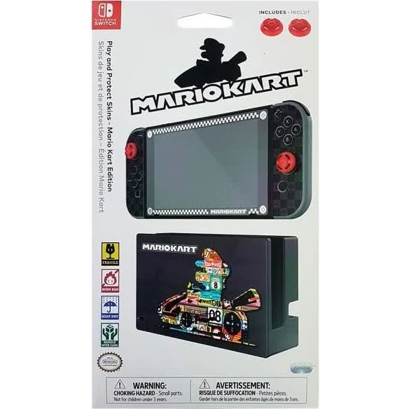 PDP Mario Kart Skærmbeskyttelse & Skins til Nintendo Switch – Sort