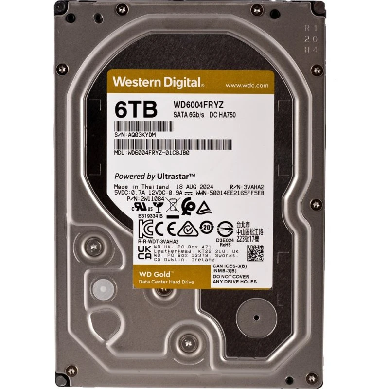 Western Digital WD6004FRYZ Gold 6TB 7200 RPM Harddisk
