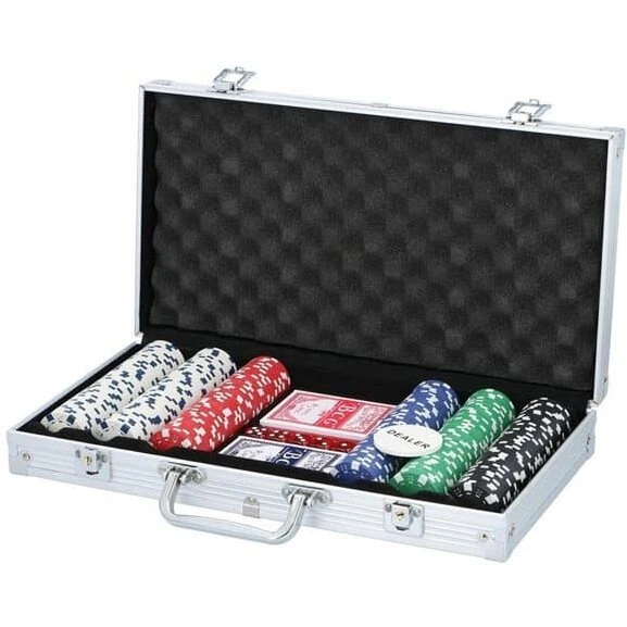 Pokersæt i aluminiumkuffert 300 jetons, 2 kortsæt