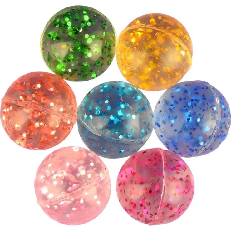 Mini Glitter Hoppebolde 12-stk, 2,5 cm, Assorteret