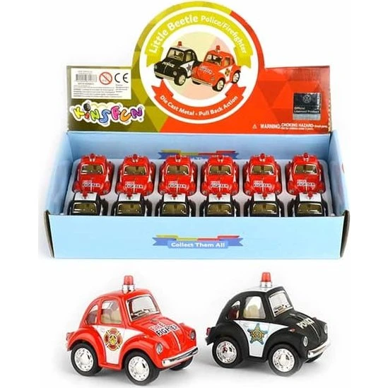 VW Beetle Polisbil Mini med Pullback, 5 cm