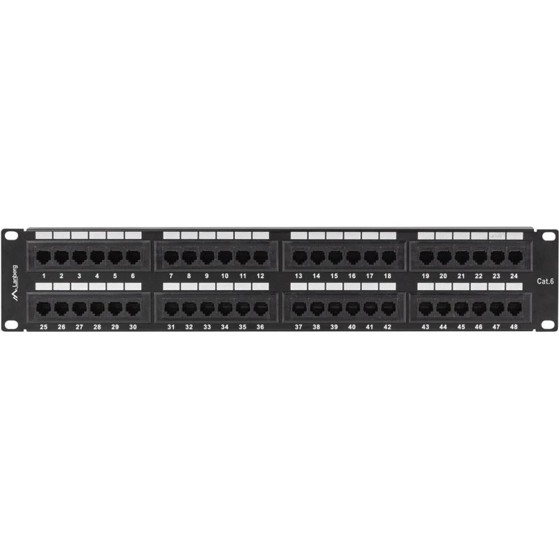 Lanberg PPU6-2048-B Cat6 48-port patchpanel, sort, 2U, 19"