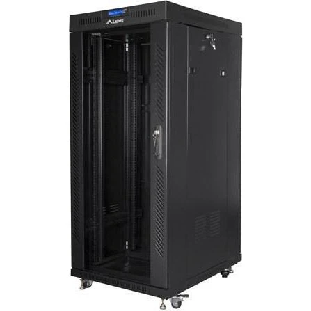 Lanberg FF01 19" Serverrack 27U 800×1200 Sort med Glasdør og LCD