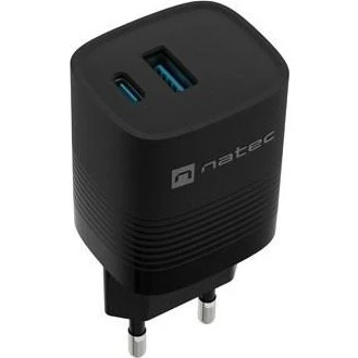 NATEC Ribera GaN USB-C + USB-A 30 W, sort