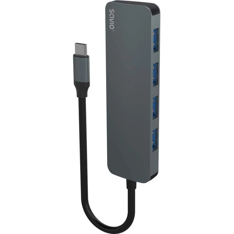 Savio USB-C Hub 4x USB-A, sort
