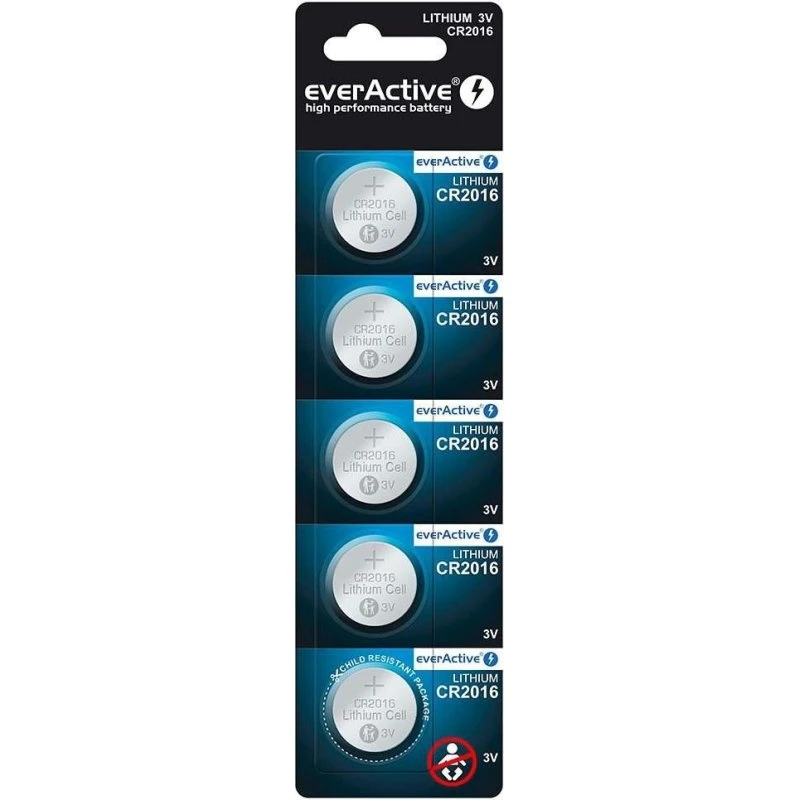 EverActive CR2016 3V Knappcellebatterier 5-pak
