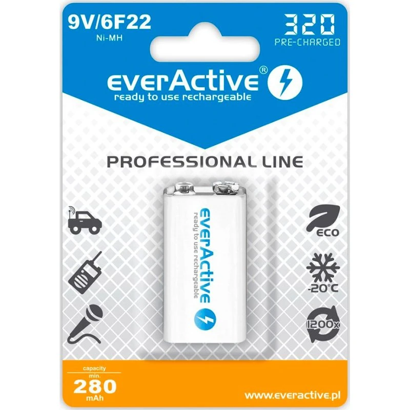 EverActive Professional Line 9V Genopladelig Batteri (320mAh)