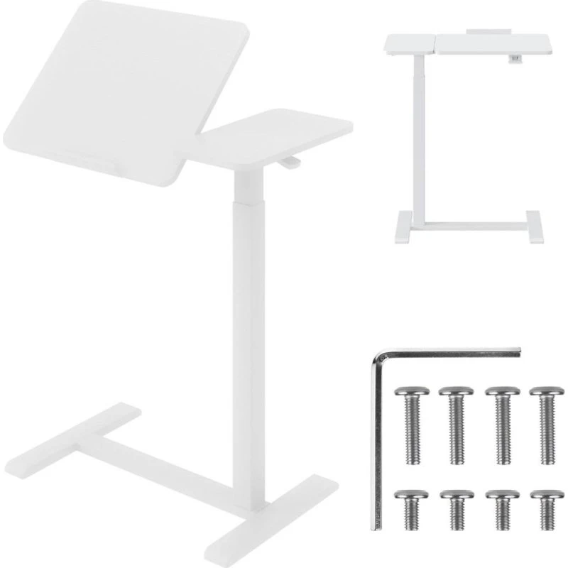 Maclean MC-120 Skrivebord på hjul, hvid, 76-109 cm, 30 kg