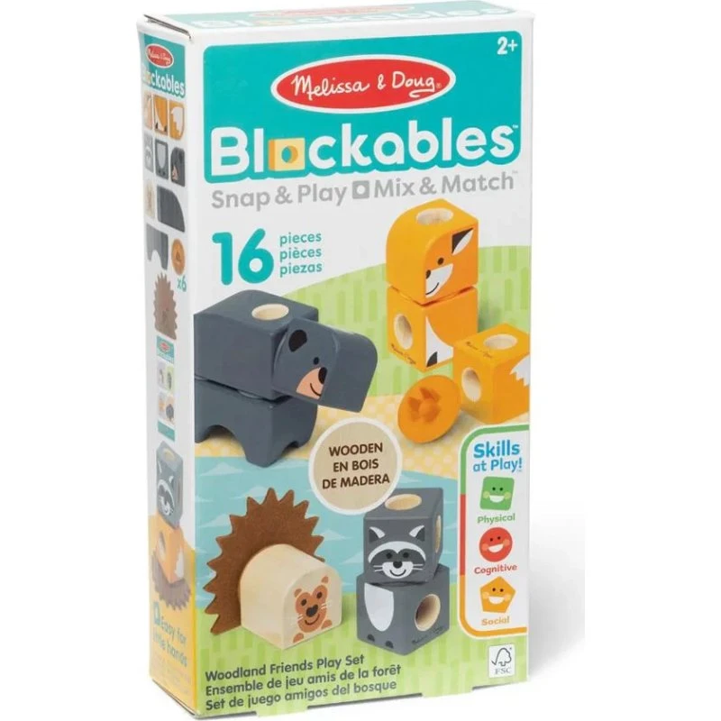Melissa & Doug Blockables Skovdyr - 16 stk (fra 2 år)