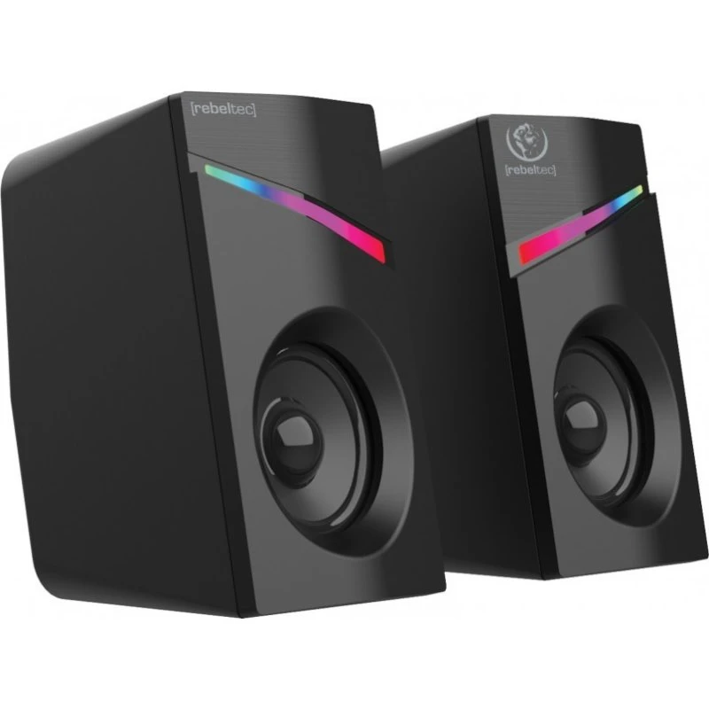 Rebeltec Pop RGB LED Højttalere, 12W Stereo, USB-A