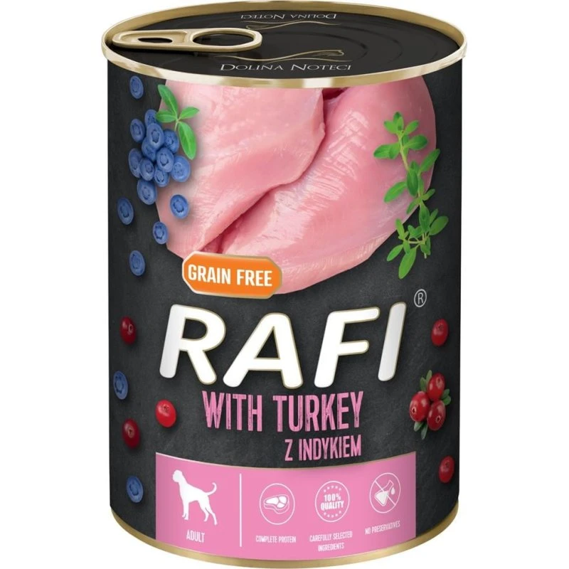 RAFI Kalkun & Blåbær Vådfoder til Hunde 400g