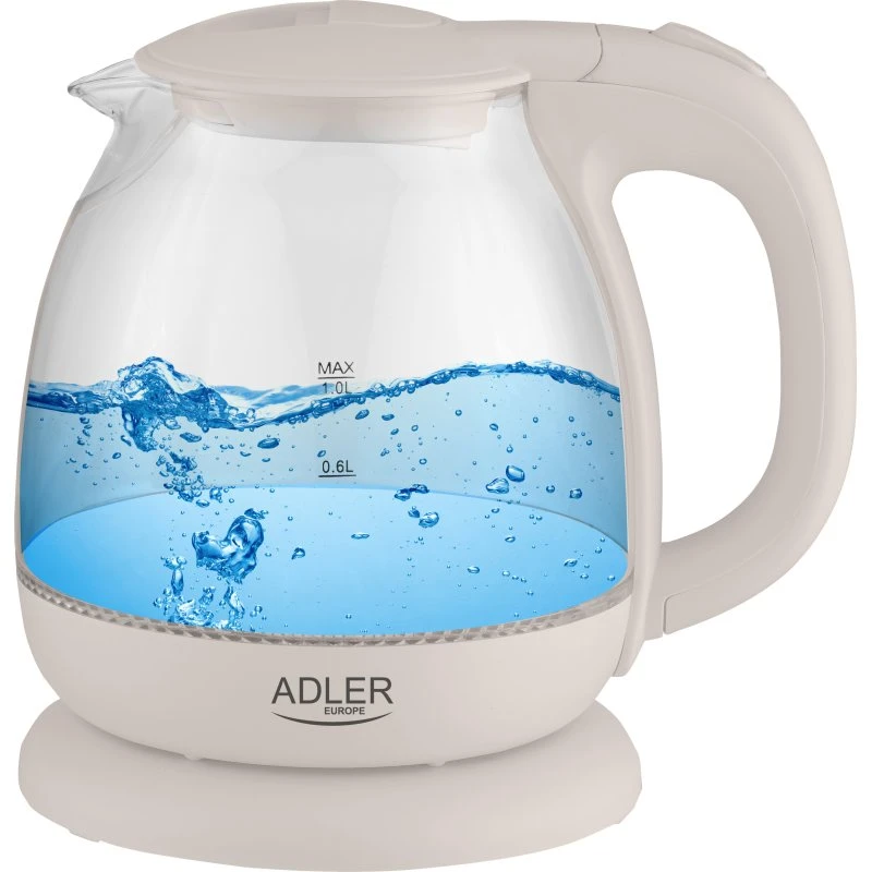 Adler AD 1283C Elkedel 1L 1100W Rustfrit Stål/Creme