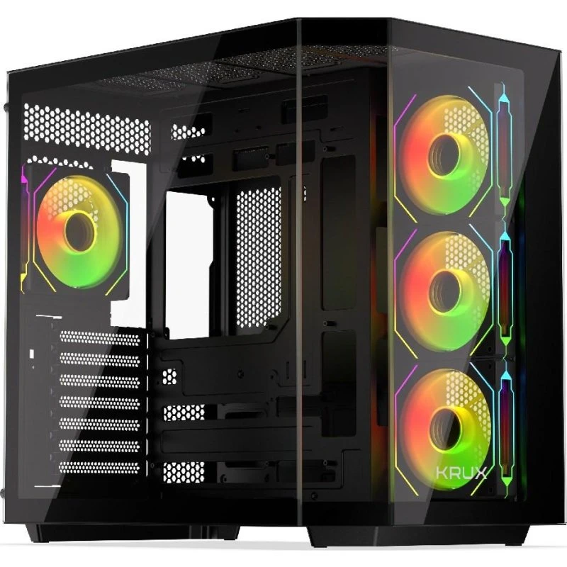 Krux Empero PC-kabinet, sort, midi tower, ARGB, med støvfilter