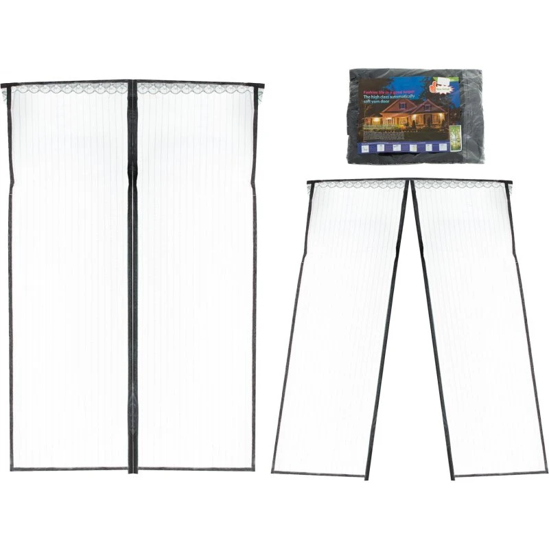 Myggenet til dør med magnetlukning 160×230 cm, sort