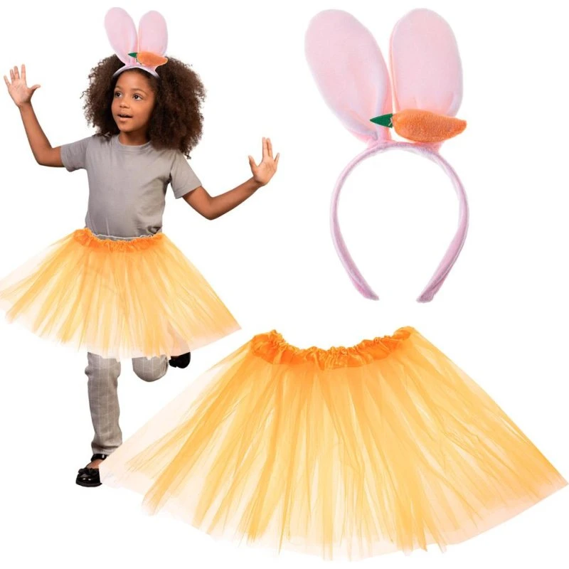 Bunny Costume Tylskørt og Hårbøjle med Gulerod
