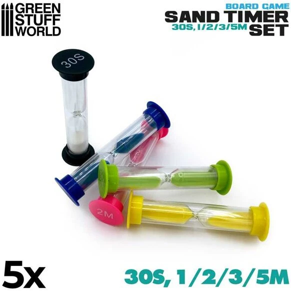 Green Stuff World Sæt med 5 sandure 30s–5 min, farvede