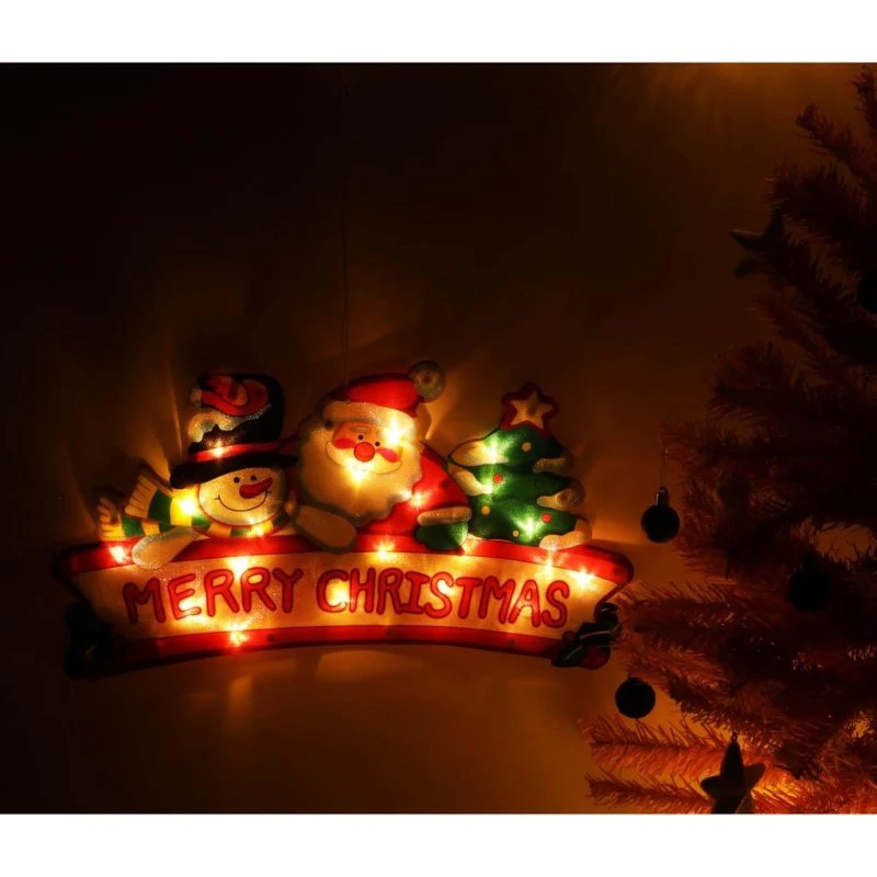 Merry Christmas LED Julelys 45 cm, Vægophæng med Søgelys