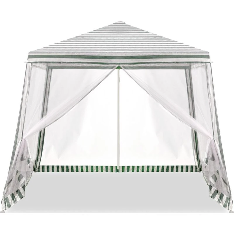 Havepavillon med myggenet, hvid/grøn, 3x3 m