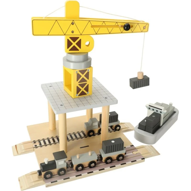 Lego Trælegetøj Kran Havn med Skib, Lastbil og Tog