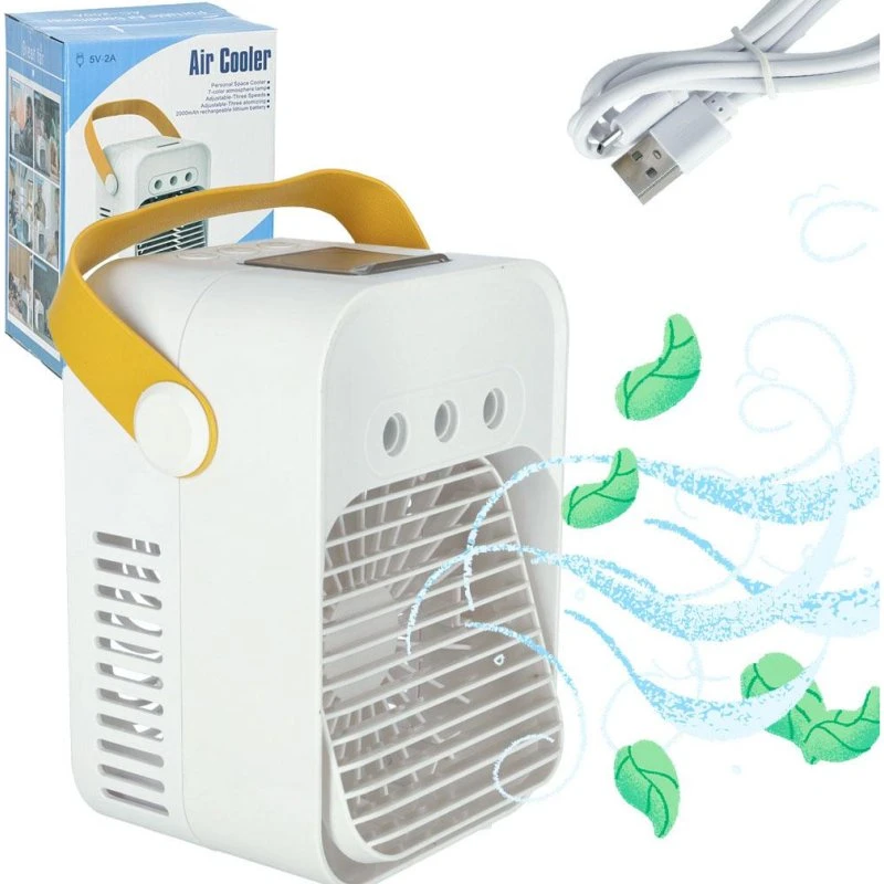 AirCool Hvid Luftkøler med Ventilator og Luftfugter, USB
