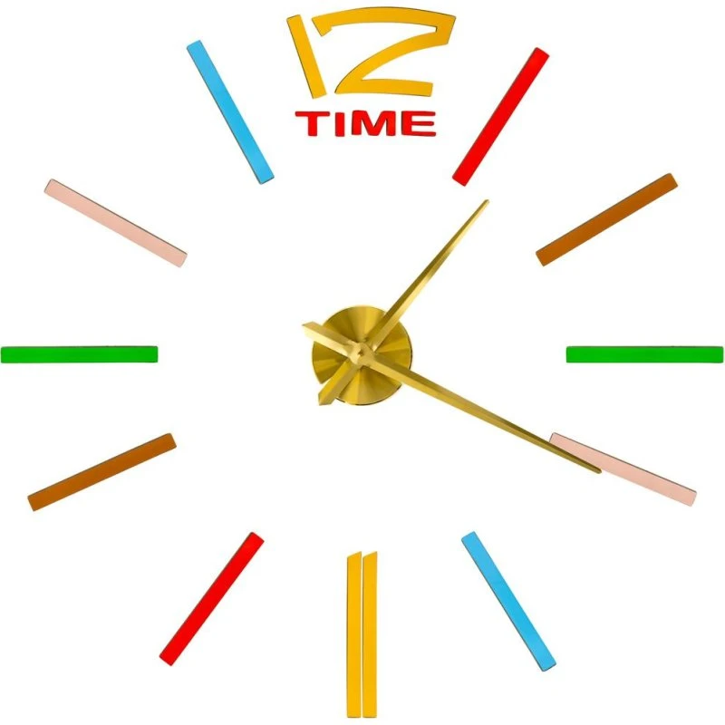 Sticker Wall Clock 100-120 cm, gyldne visere, farvet DIY