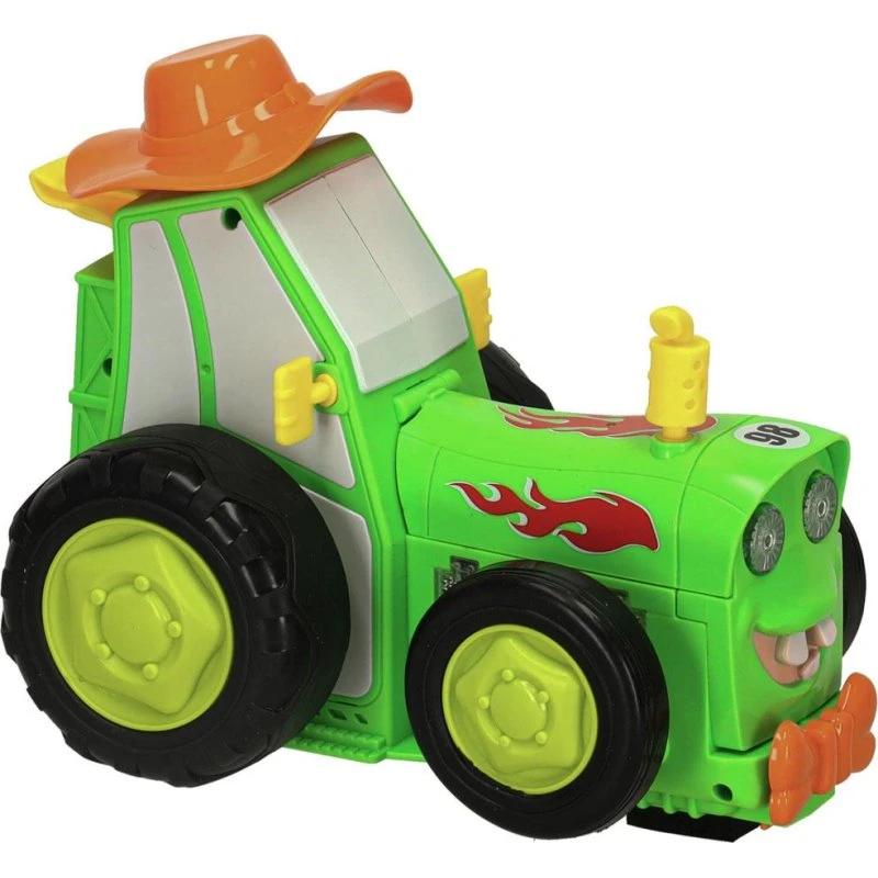 Fjernstyret traktor hoppende og dansende med lyd, grøn