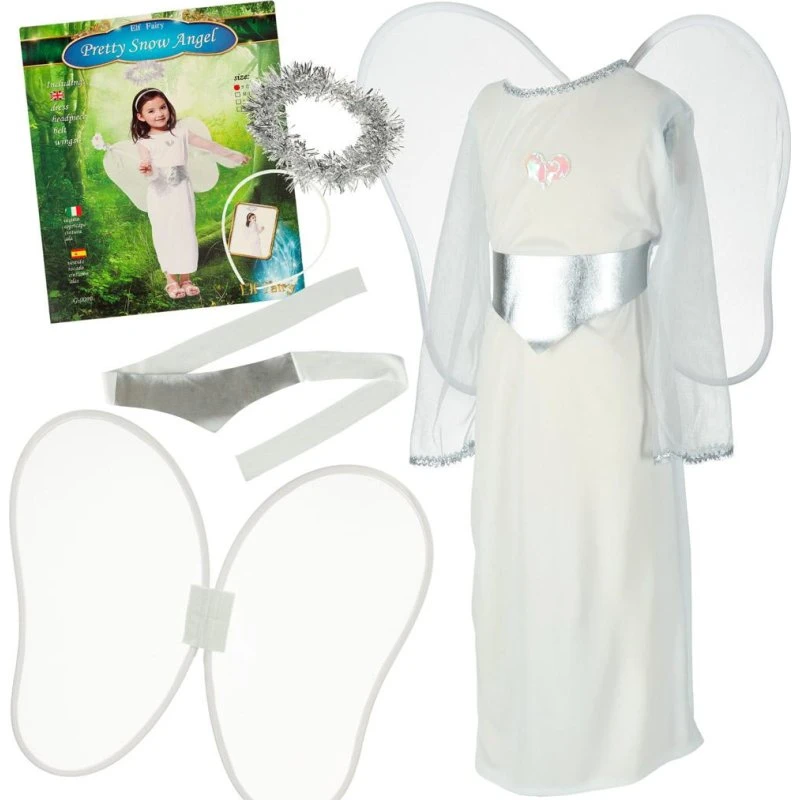 Englekostume til børn, hvid, str. M (110-120 cm)