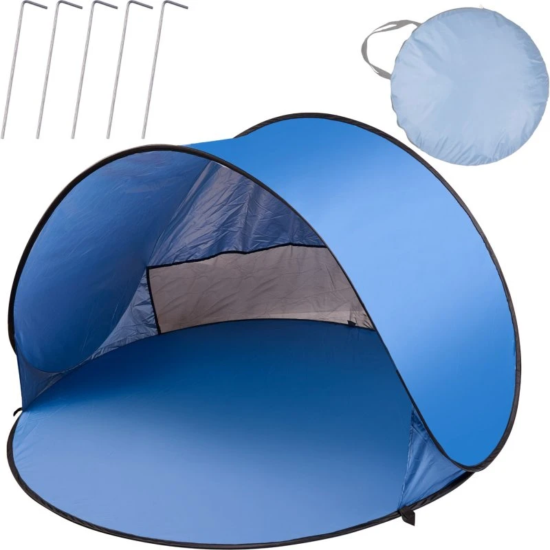Strandtelt Pop-up XL 146x146 cm med vindbeskyttelse, blå