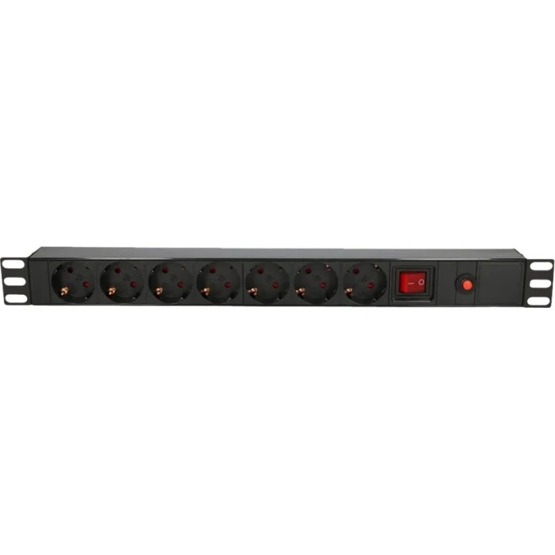 Extralink EXPDU7EU SW 7-stik Strømfordelingsenhed, 1U, 19", Sort
