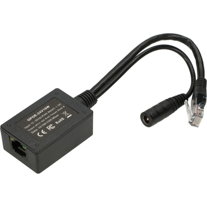 Extralink 1-Port PoE Injector 24V, Sort (Gigabit)