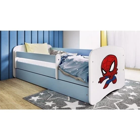 Babydreams Spiderman Blå Tremmeseng 160x80 med Skuffe og Madras