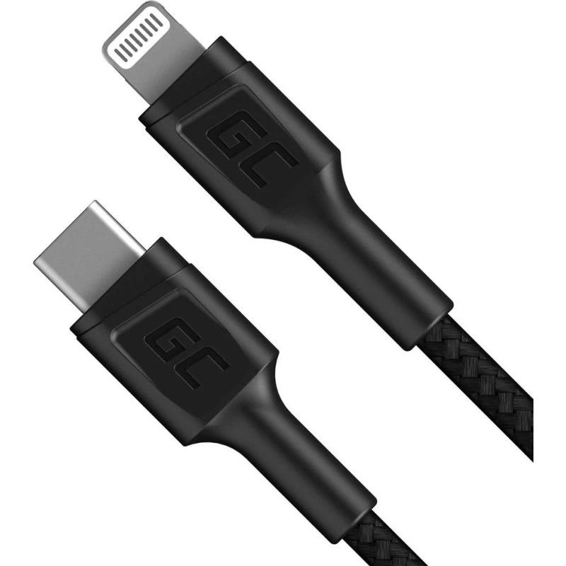 Green Cell USB-C til Lightning kabel 1 m, sort