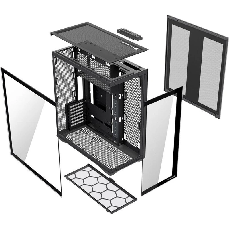 Modecom Volcano Space XL Full Tower, sort, hærdet glas, ARGB