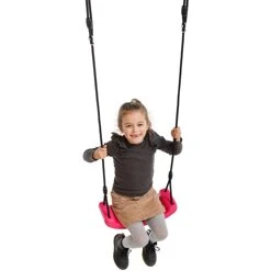 Plastgynge Pink med sort reb – sæde ca. 42x17 cm