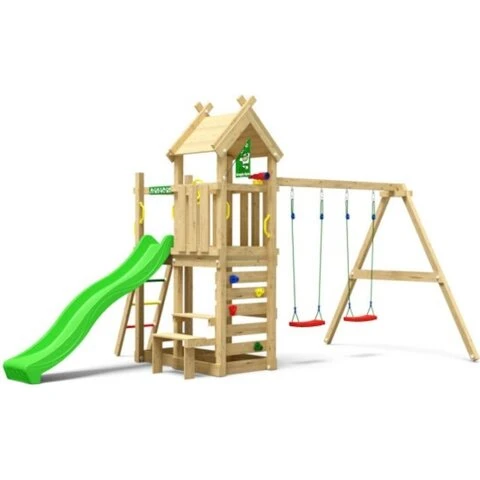 Jungle Gym Teepee legetårn m/gyngemodul og grøn rutsjebane