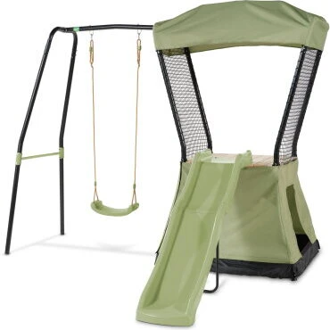 EXIT Ivy legetårn med rutsjebane & gynge, sort/grøn