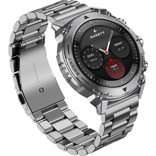 Garett Atom 47 mm Sølv Smartwatch i Rustfrit Stål