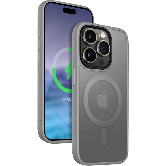 Crong Hybrid Cover til iPhone 15 Pro (MagSafe) – Grå