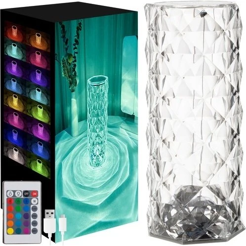 Krystal – RGB Bordlampe med Roseprojektion og Fjernbetjening