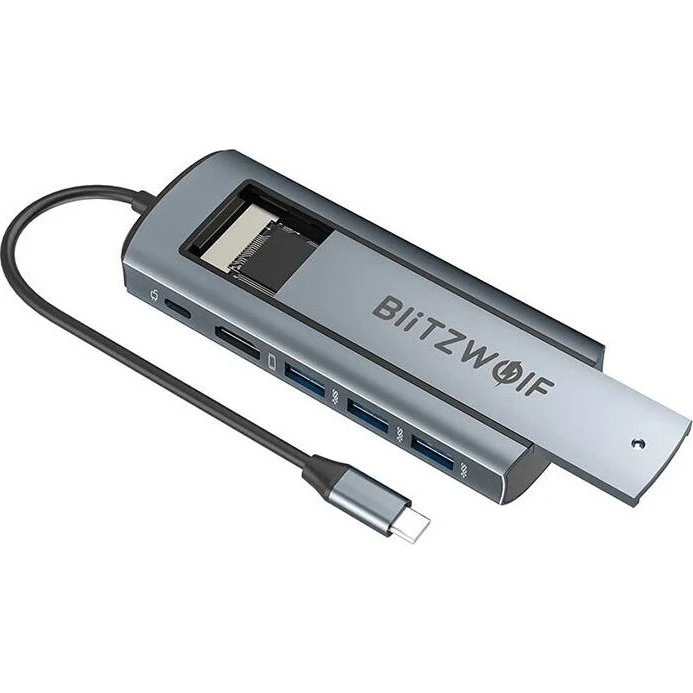 BlitzWolf BW-Neo TH13 6-in-1 USB-C Hub, Aluminium Sølv