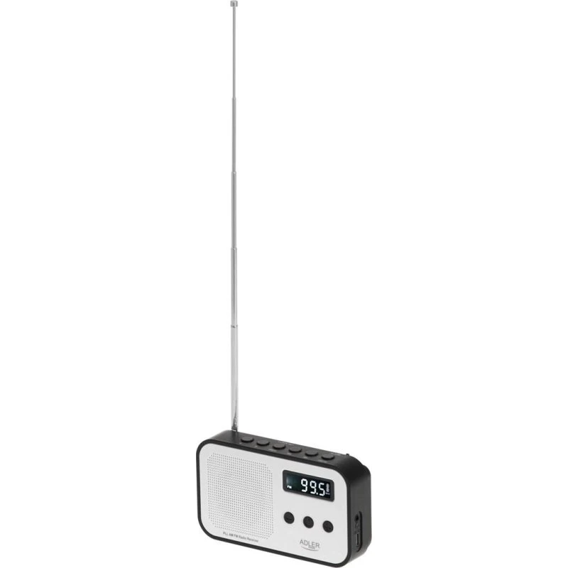 Adler AD 1907 Digital Radio med FM/AM, LCD og Alarm, Sort/Hvid