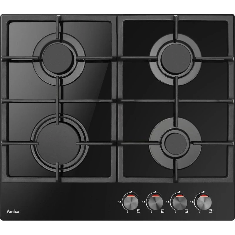 Amica PGCA6100APB 60 cm Gas Kogeplade, Sort, 4 Zoner