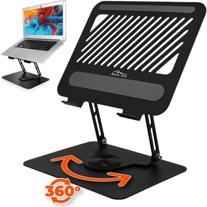 MediaTech LAPTOP STAND ROTO MT2662, 360° rotation, aluminium, sort