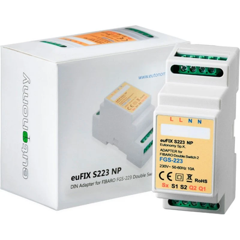 Eutonomy euFIX S223NP DIN adapter til Fibaro Double Switch