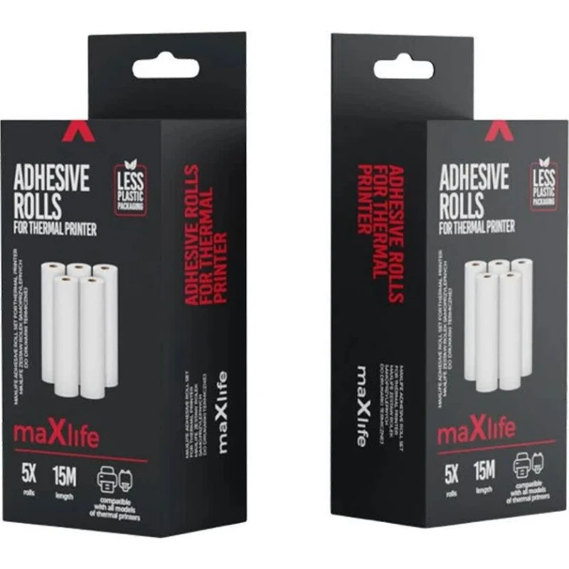 Maxlife 5x3m Termopapirruller til Bluetooth Printer